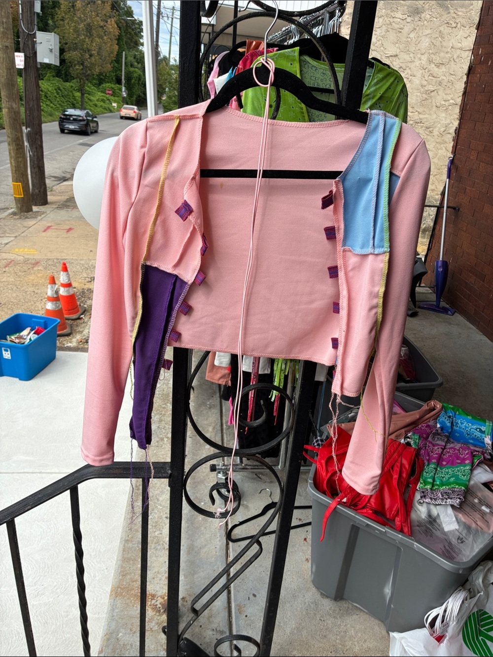 Women's Pink Patchwork Cropped Jacket - Stylish Layered Accent